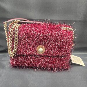 Kate Spade Natalia Tinsel Small Flap Shoulder Crossbody Bag WKR00140 Cherry Wood